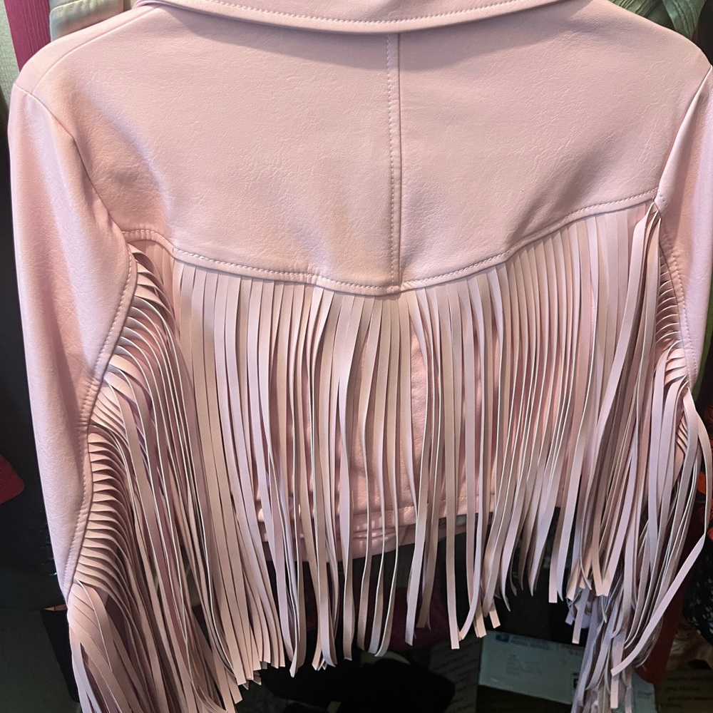Pink Fringe leather jacket from Sugar Thrillz